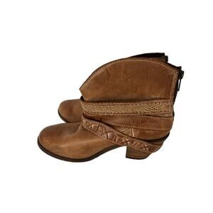 Corral Boots Cognac Mixed‎ Straps Indie Spirit PB018 Leather Western Zip 8 1/2